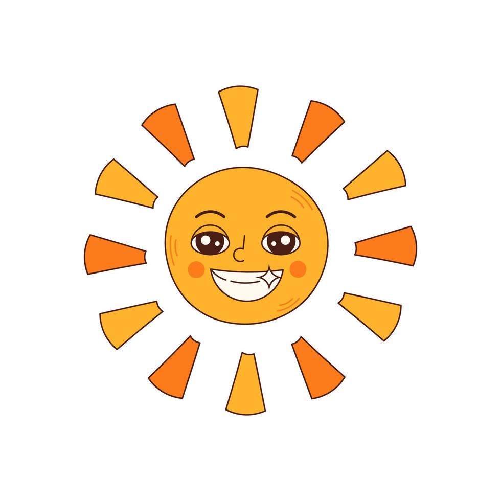 Retro groovy sun character vector