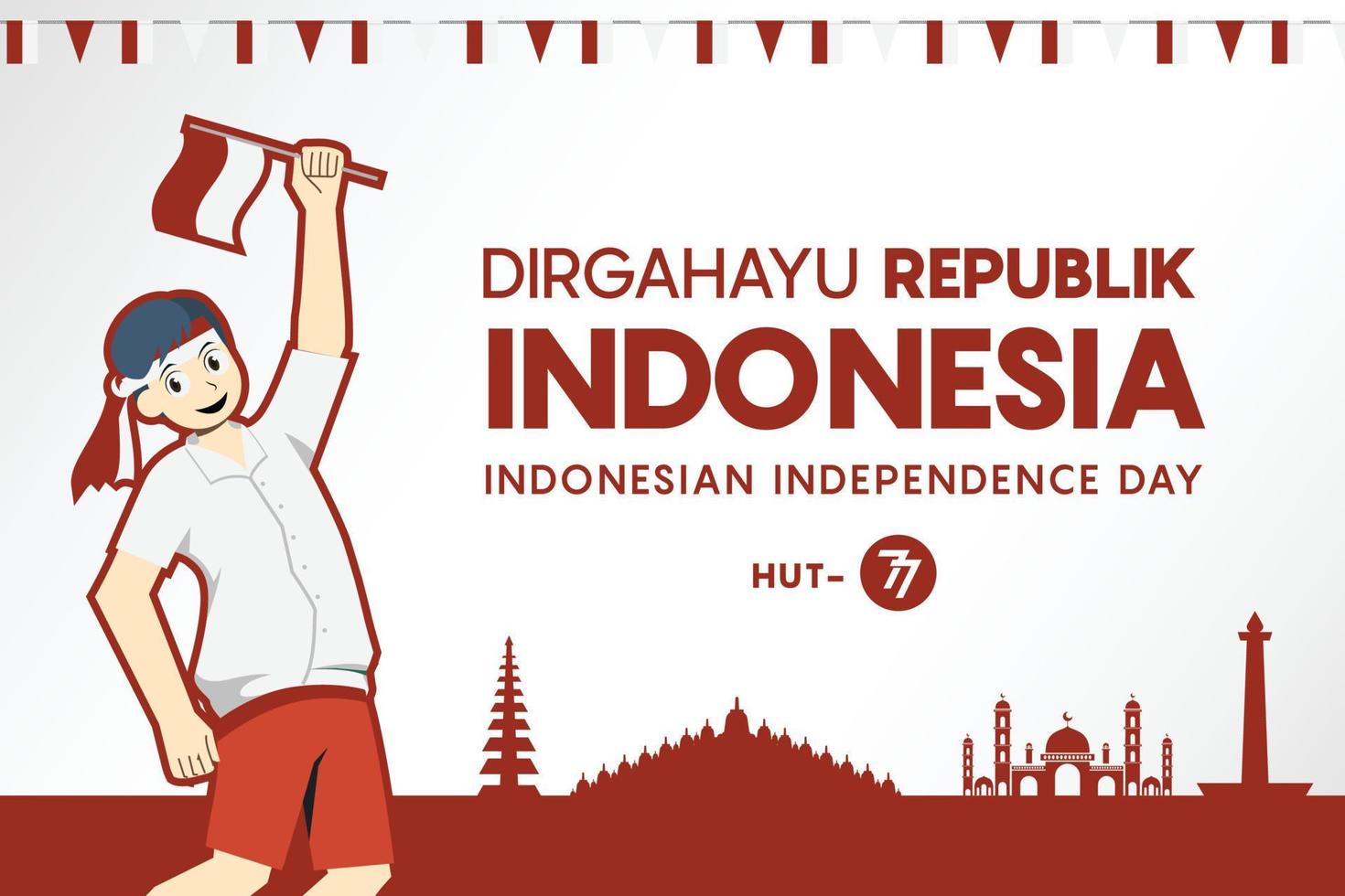 Indonesian independence day template post vector