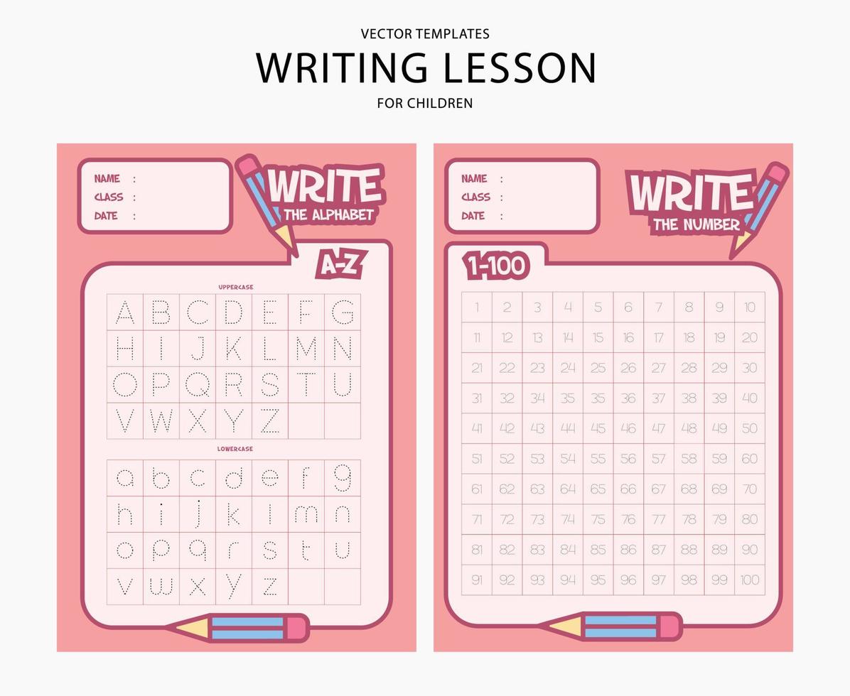 Write lesson alphabet template design vector