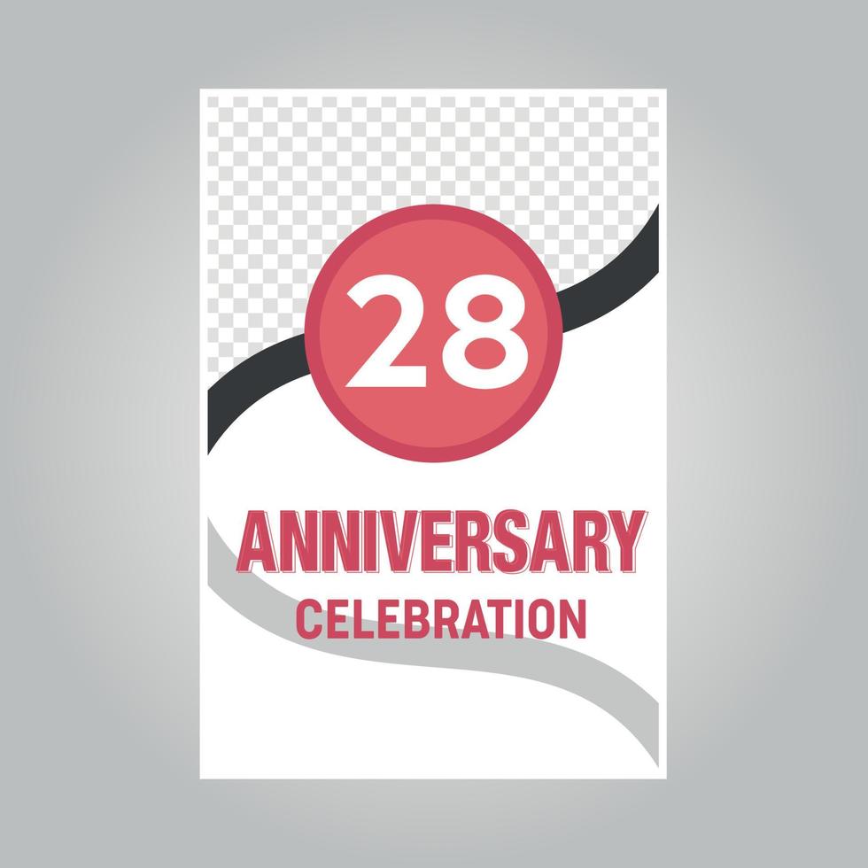 28 years anniversary vector invitation card Template of invitational for print on gray background