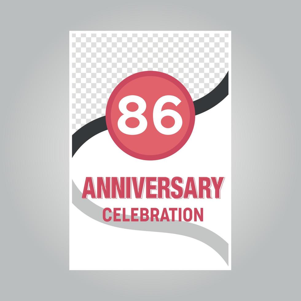 86 years anniversary vector invitation card Template of invitational for print on gray background