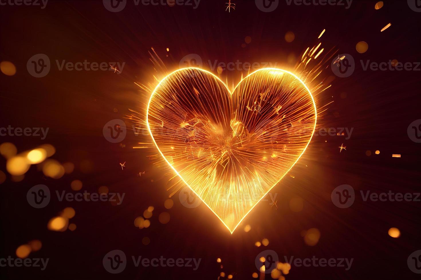 Exploding golden heart. photo