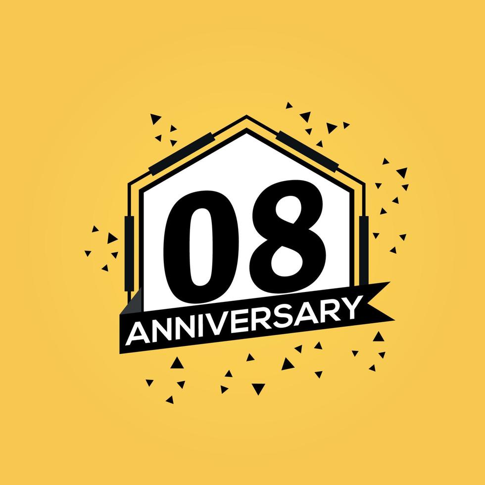 08 years anniversary logo vector design birthday celebration with geometric isolated design