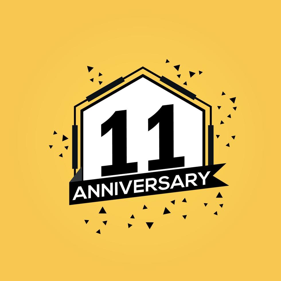 11 years anniversary logo vector design birthday celebration with geometric isolated design