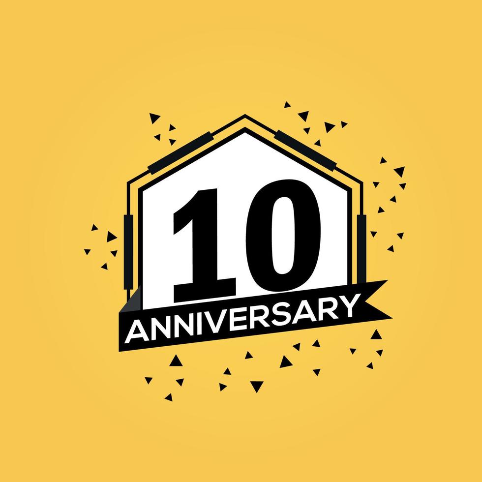 10 years anniversary logo vector design birthday celebration with geometric isolated design