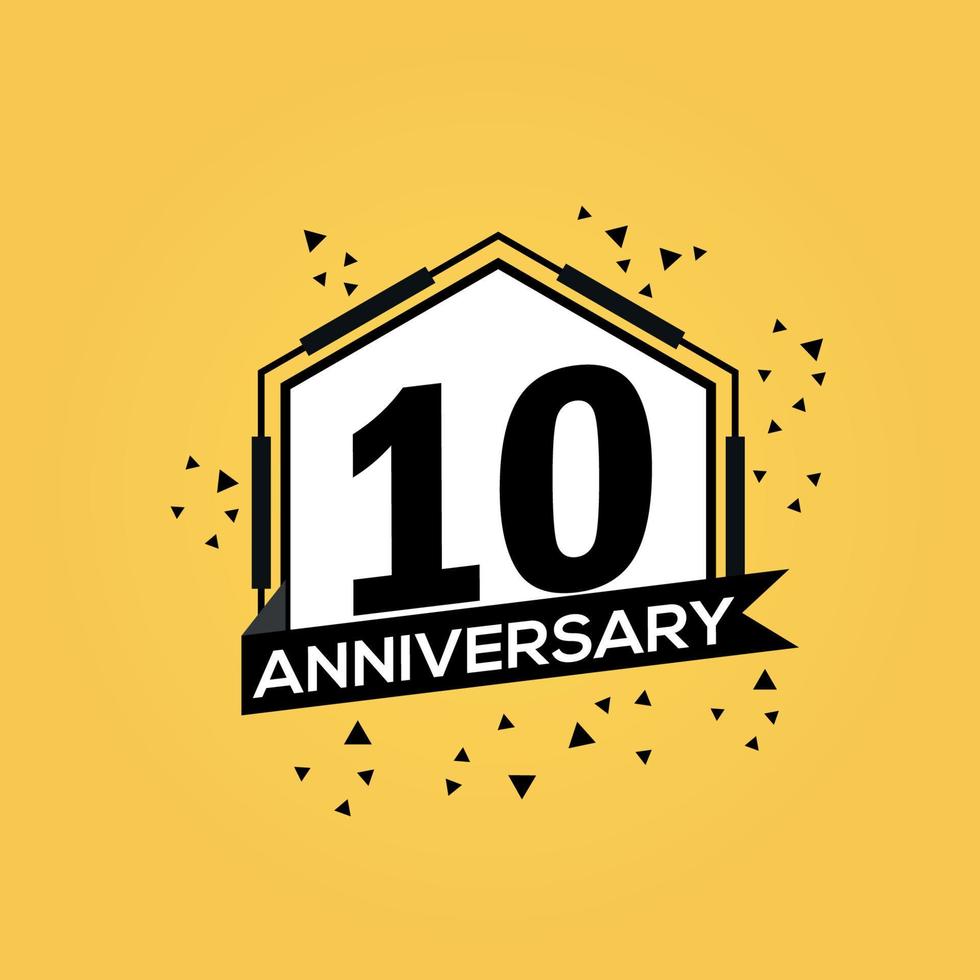 10 años aniversario logo vector diseño cumpleaños celebracion con geométrico aislado diseño