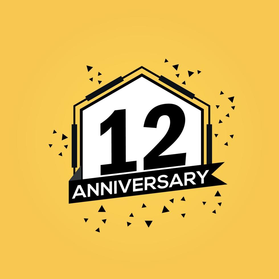 12 years anniversary logo vector design birthday celebration with geometric isolated design