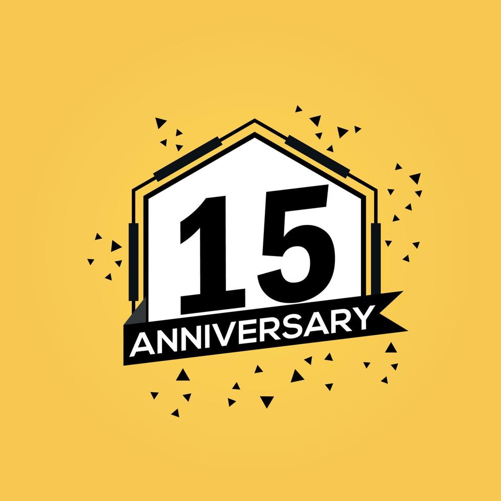 15 años aniversario logo vector diseño cumpleaños celebracion con geométrico aislado diseño