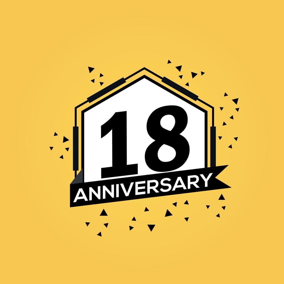 18 years anniversary logo vector design birthday celebration with geometric isolated design