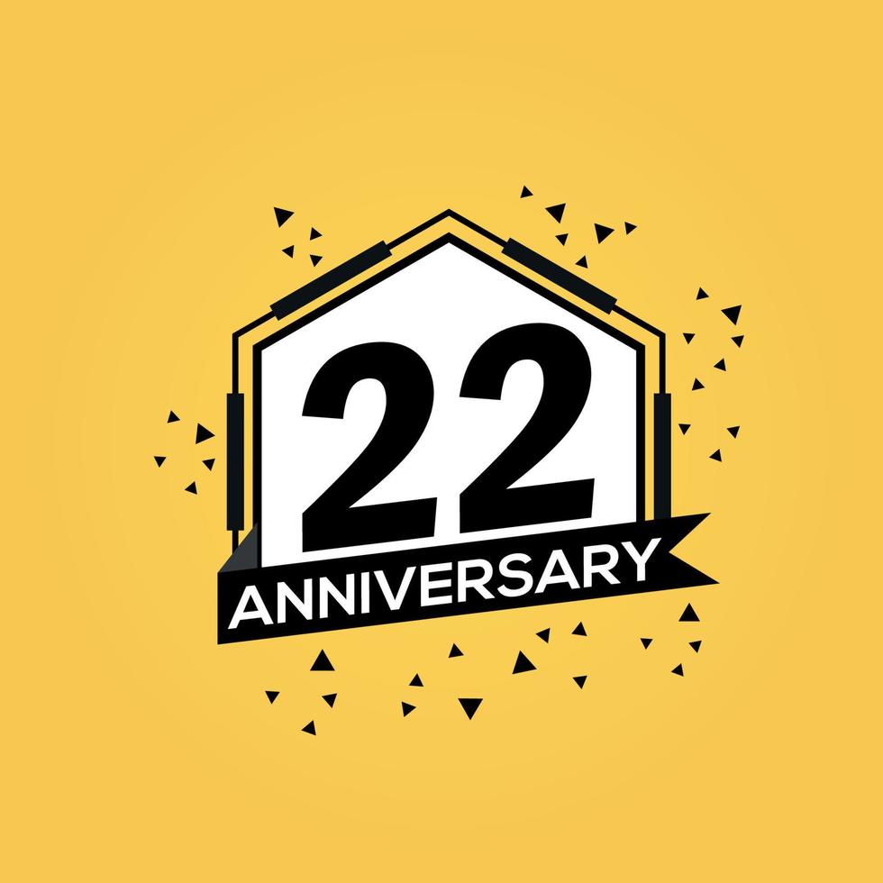 22 años aniversario logo vector diseño cumpleaños celebracion con geométrico aislado diseño