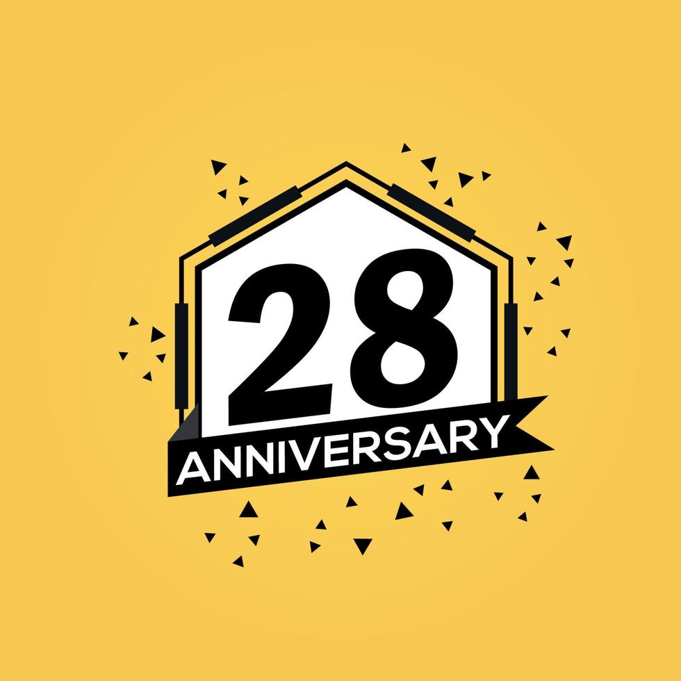 28 years anniversary logo vector design birthday celebration with geometric isolated design