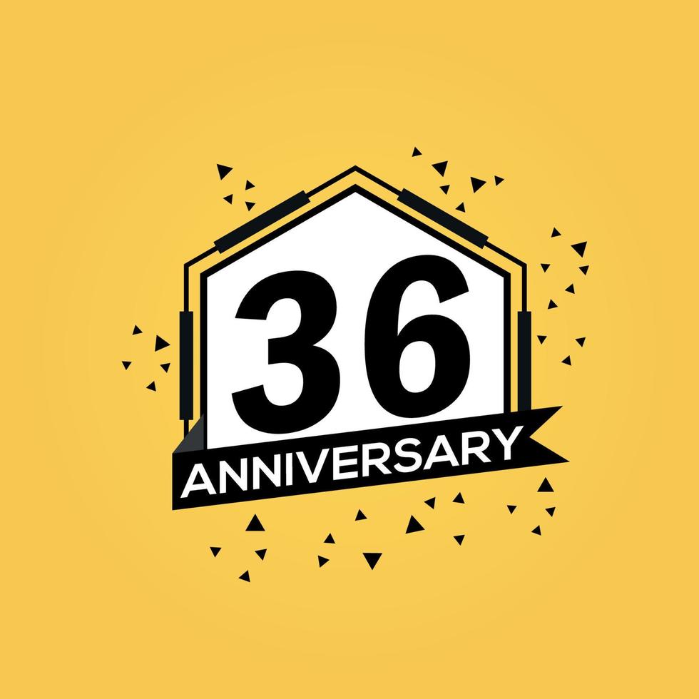 36 years anniversary logo vector design birthday celebration with geometric isolated design