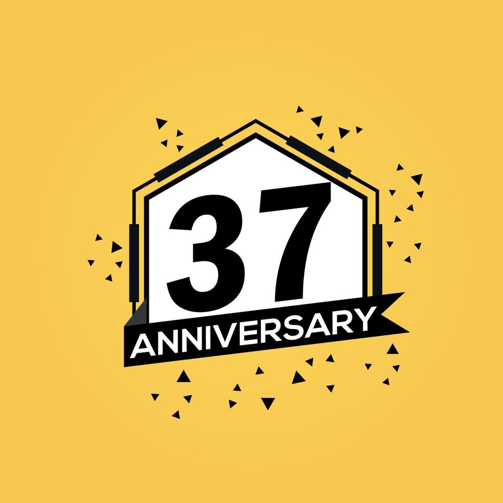 37 years anniversary logo vector design birthday celebration with geometric isolated design