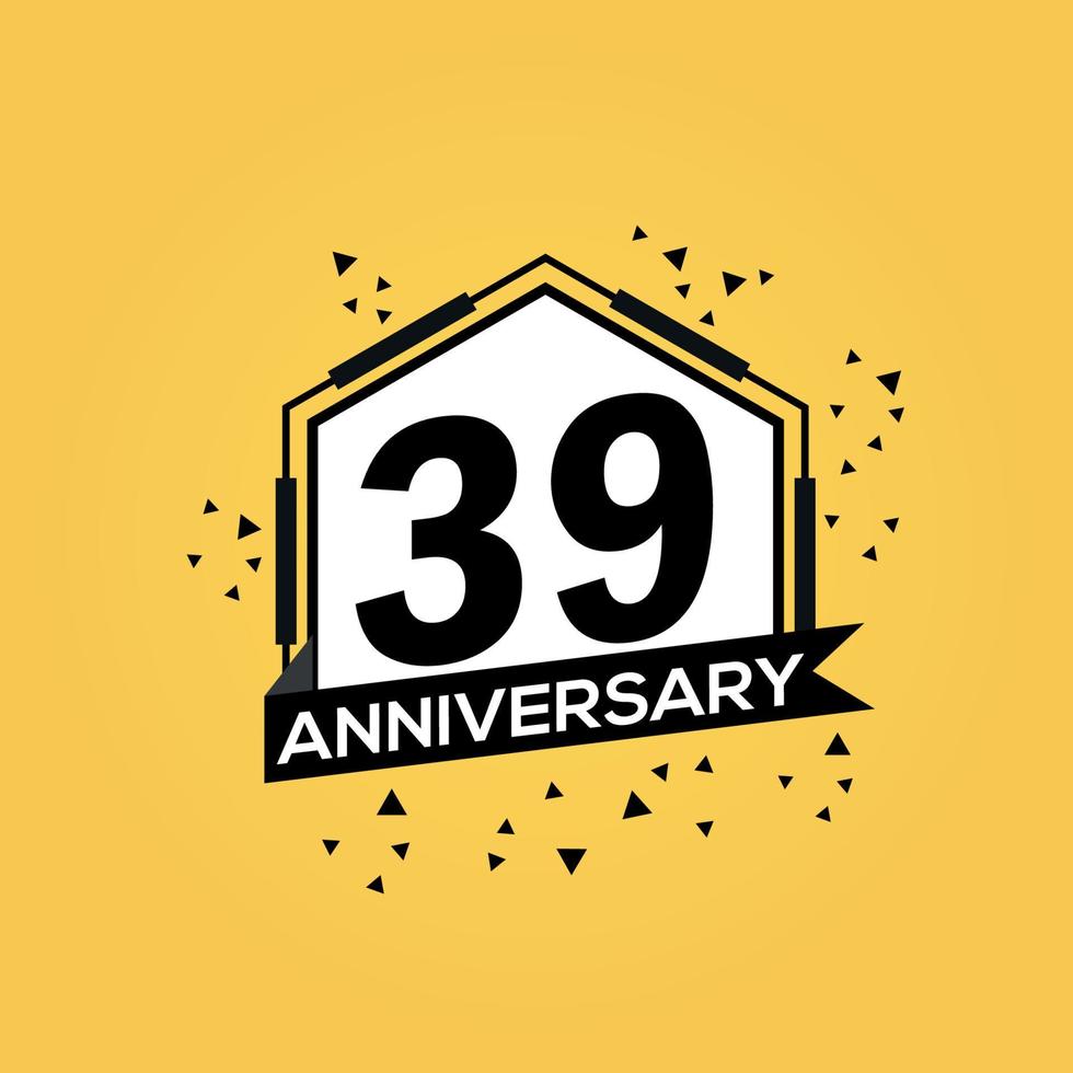 39 years anniversary logo vector design birthday celebration with geometric isolated design