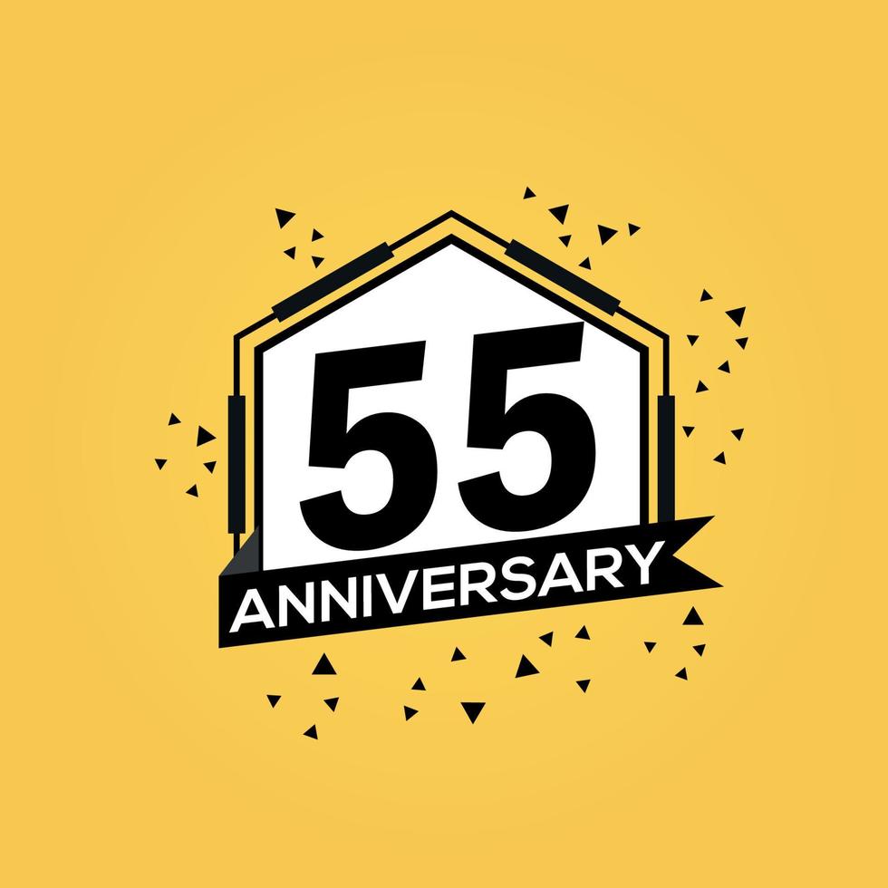 55 years anniversary logo vector design birthday celebration with geometric isolated design