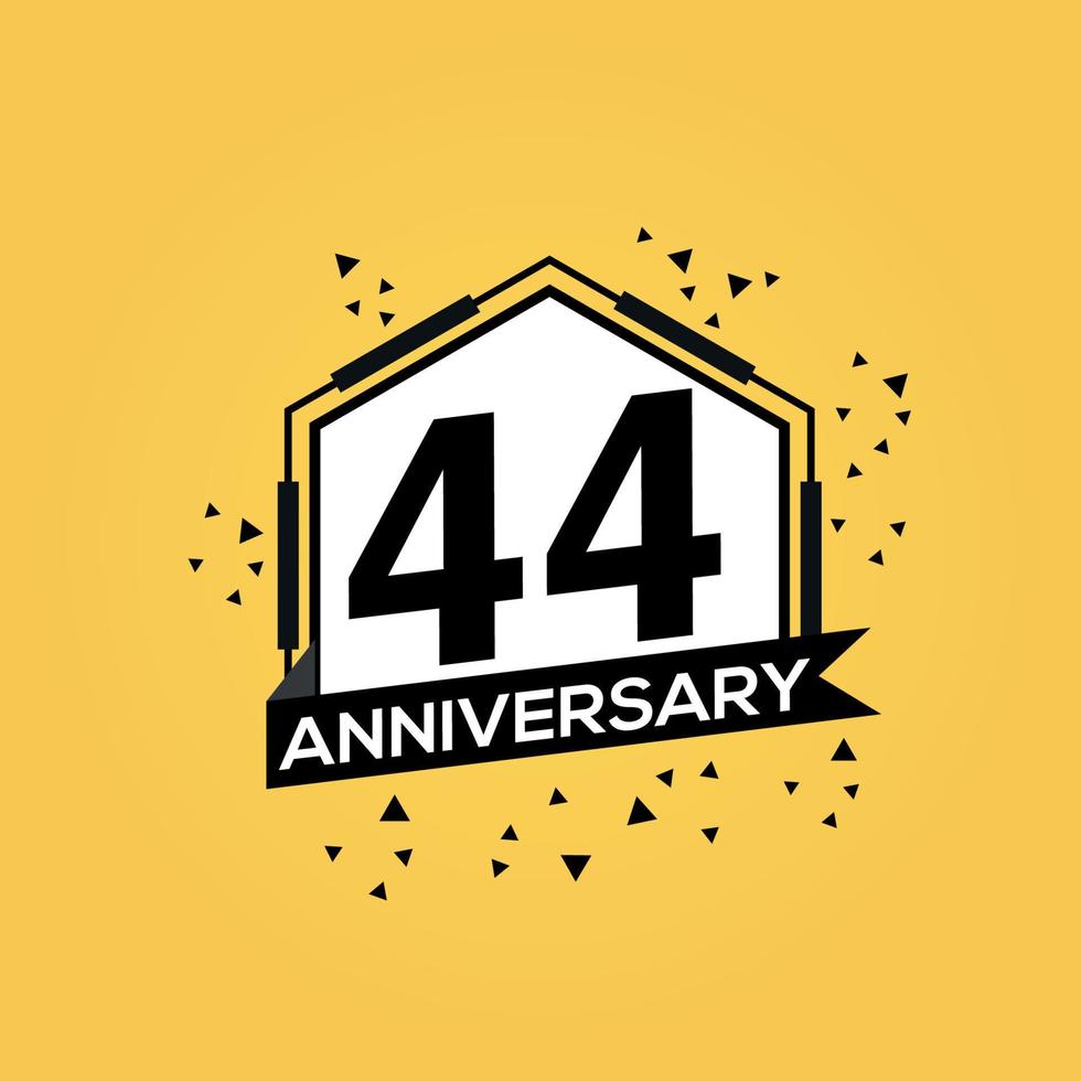 44 years anniversary logo vector design birthday celebration with geometric isolated design