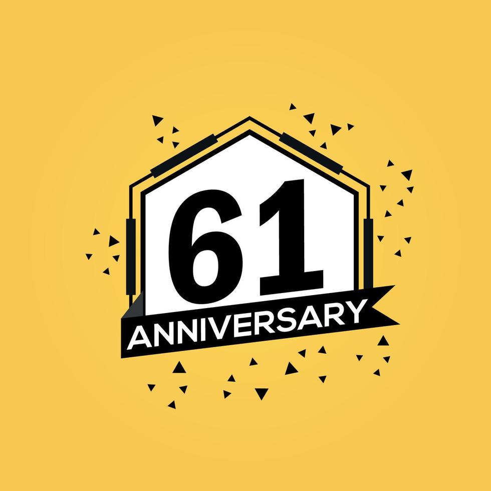 61 years anniversary logo vector design birthday celebration with geometric isolated design