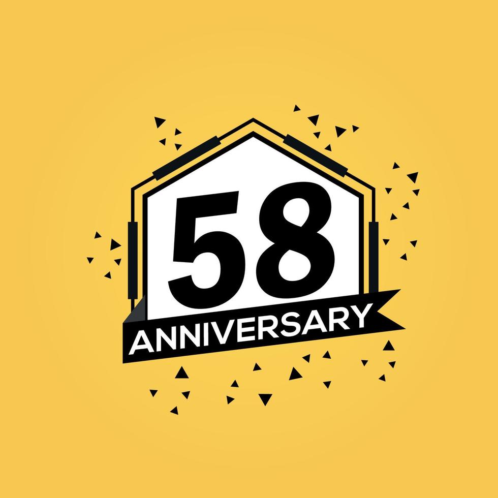58 years anniversary logo vector design birthday celebration with geometric isolated design