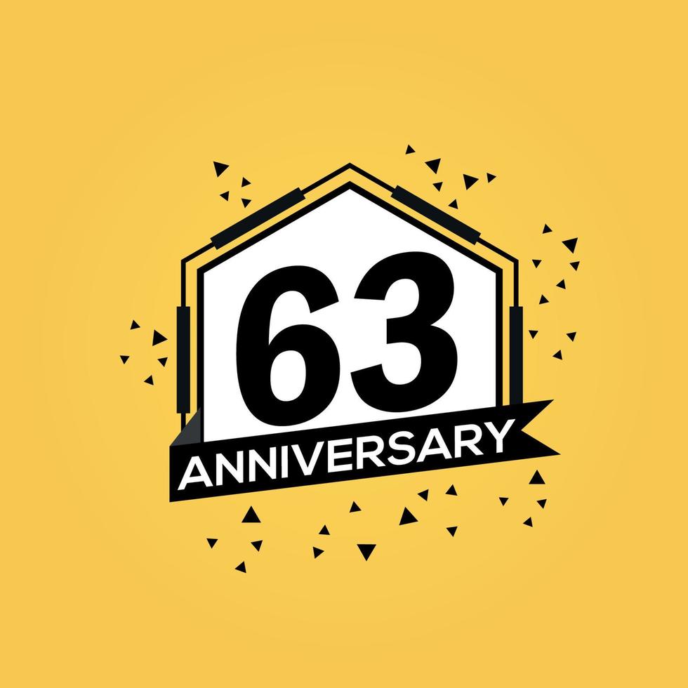 63 years anniversary logo vector design birthday celebration with geometric isolated design