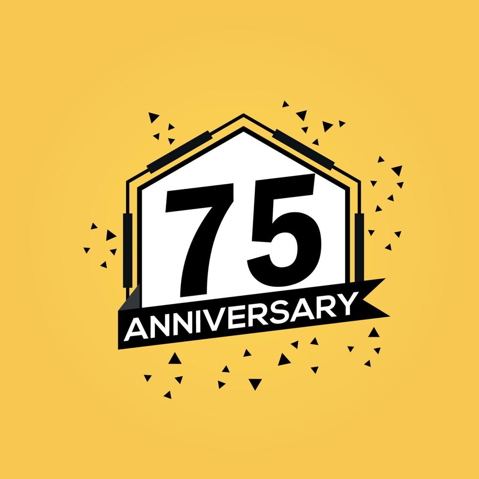 75 years anniversary logo vector design birthday celebration with geometric isolated design