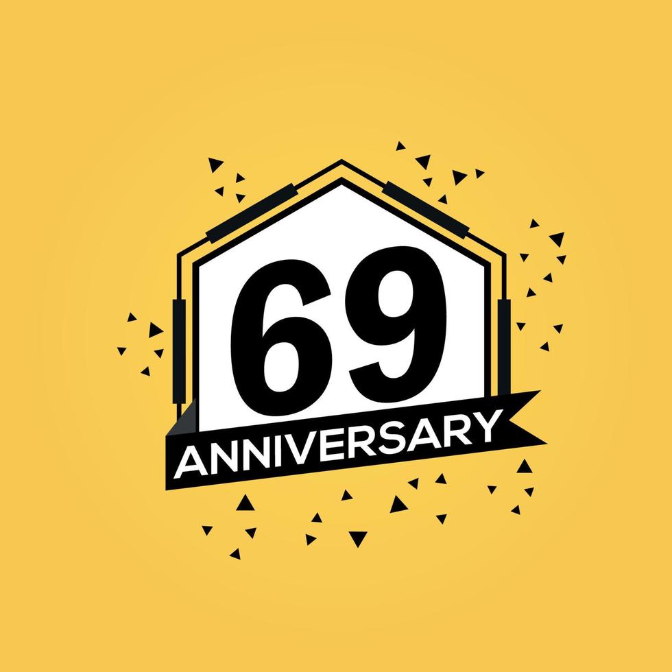 69 years anniversary logo vector design birthday celebration with geometric isolated design