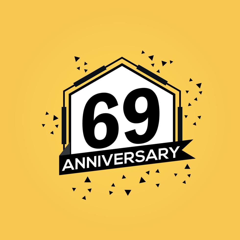 69 years anniversary logo vector design birthday celebration with geometric isolated design