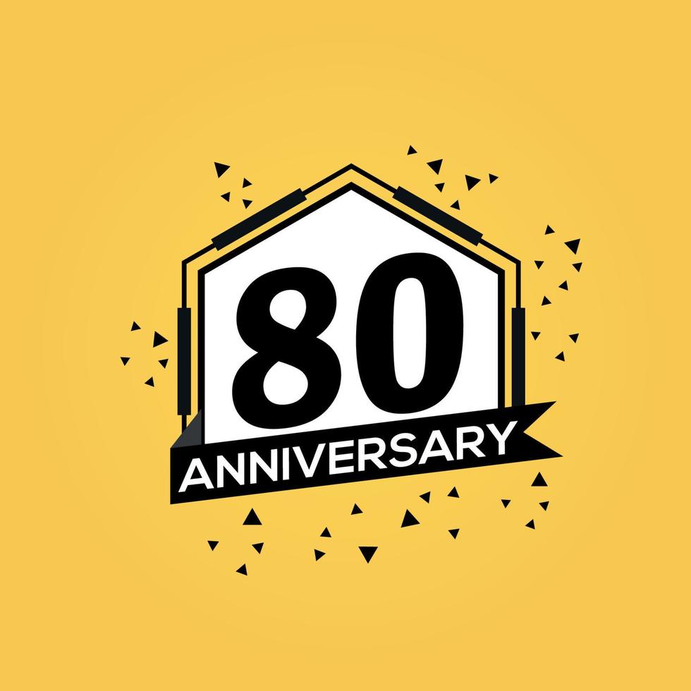 80 years anniversary logo vector design birthday celebration with geometric isolated design