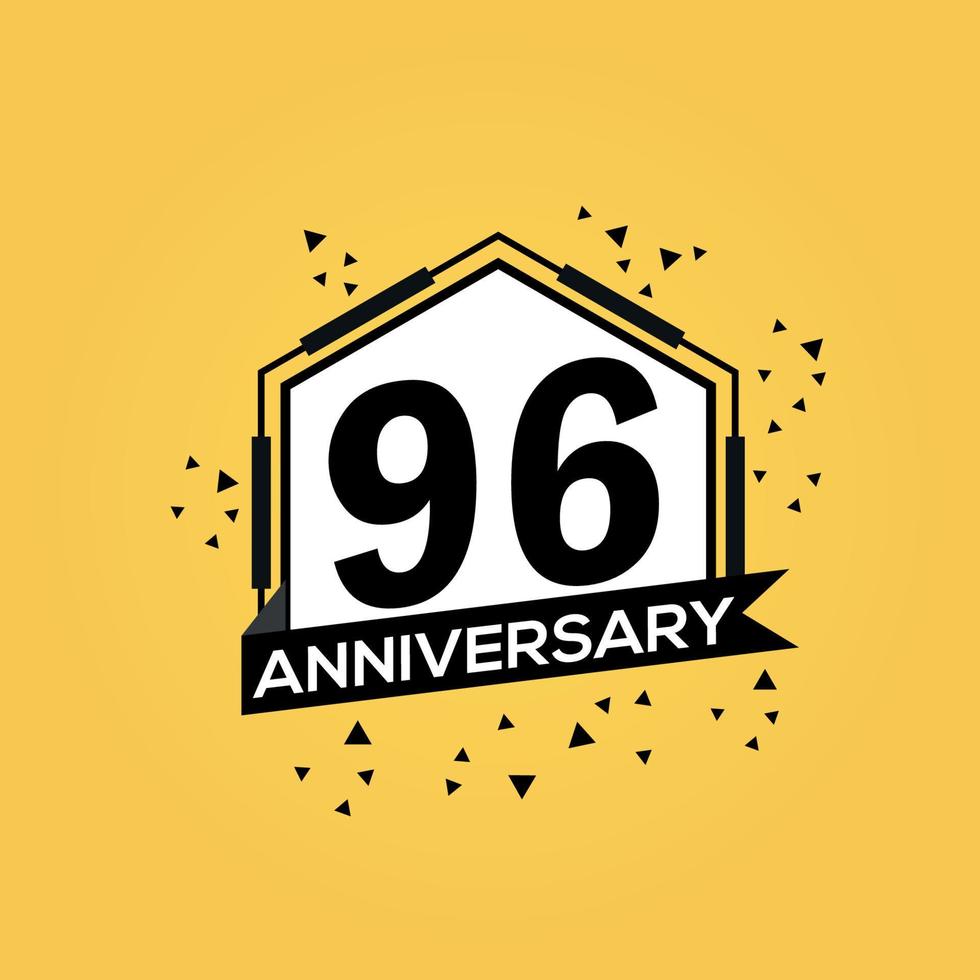 96 years anniversary logo vector design birthday celebration with geometric isolated design