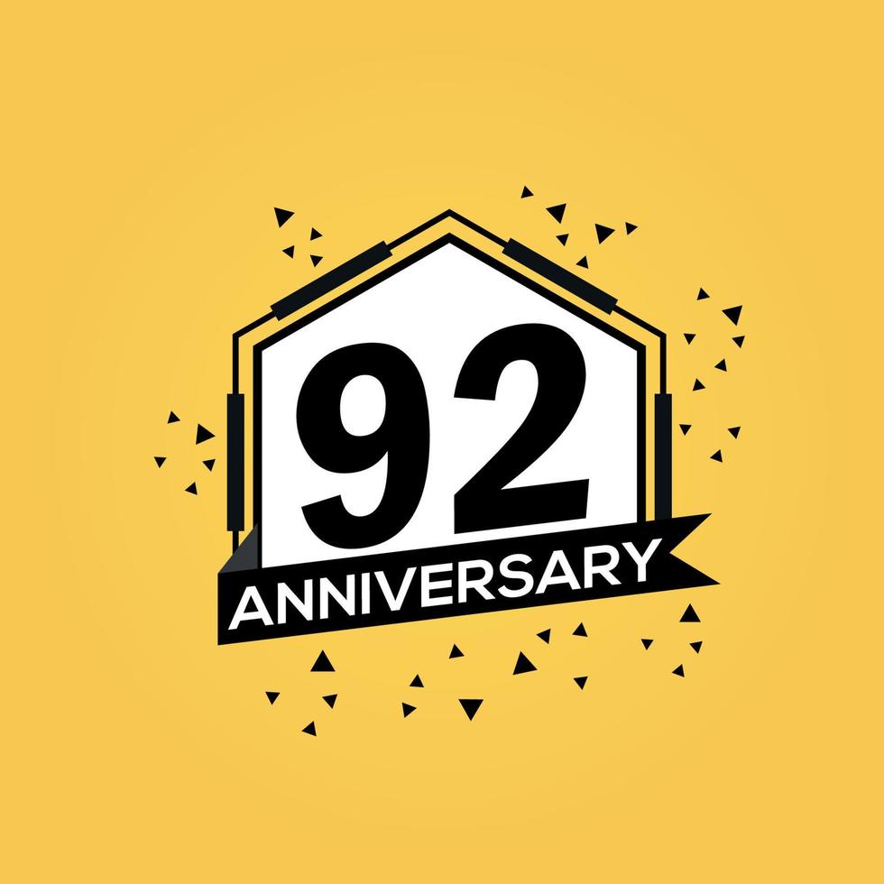 92 years anniversary logo vector design birthday celebration with geometric isolated design