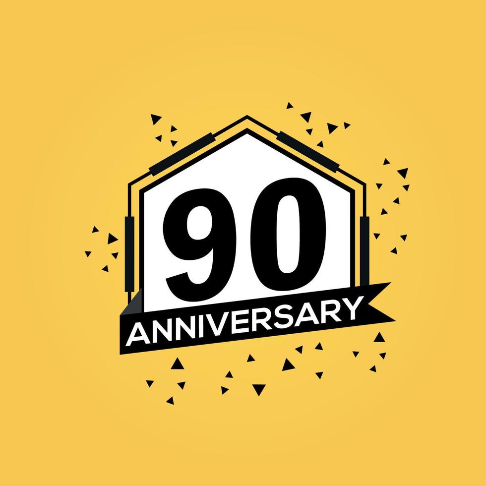 90 years anniversary logo vector design birthday celebration with geometric isolated design