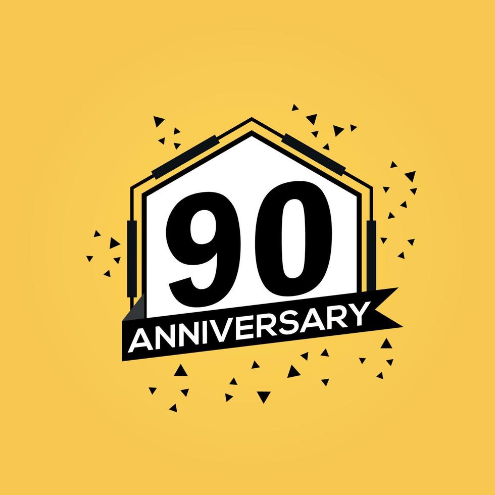 90 años aniversario logo vector diseño cumpleaños celebracion con geométrico aislado diseño