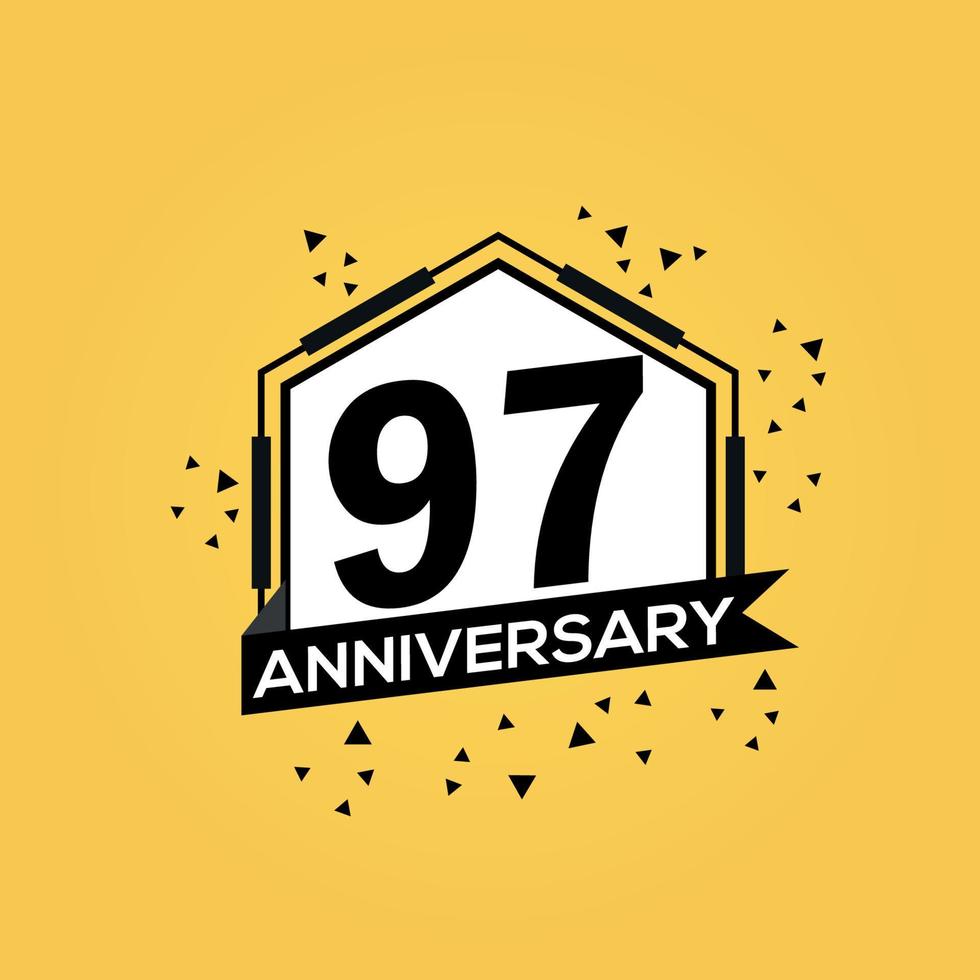 97 years anniversary logo vector design birthday celebration with geometric isolated design