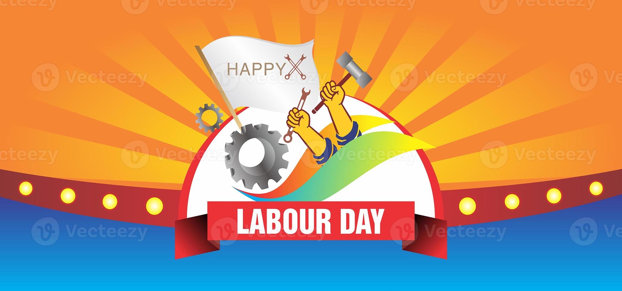 Happy Labor Day. Poster or Banner. 1 May International labour day photo