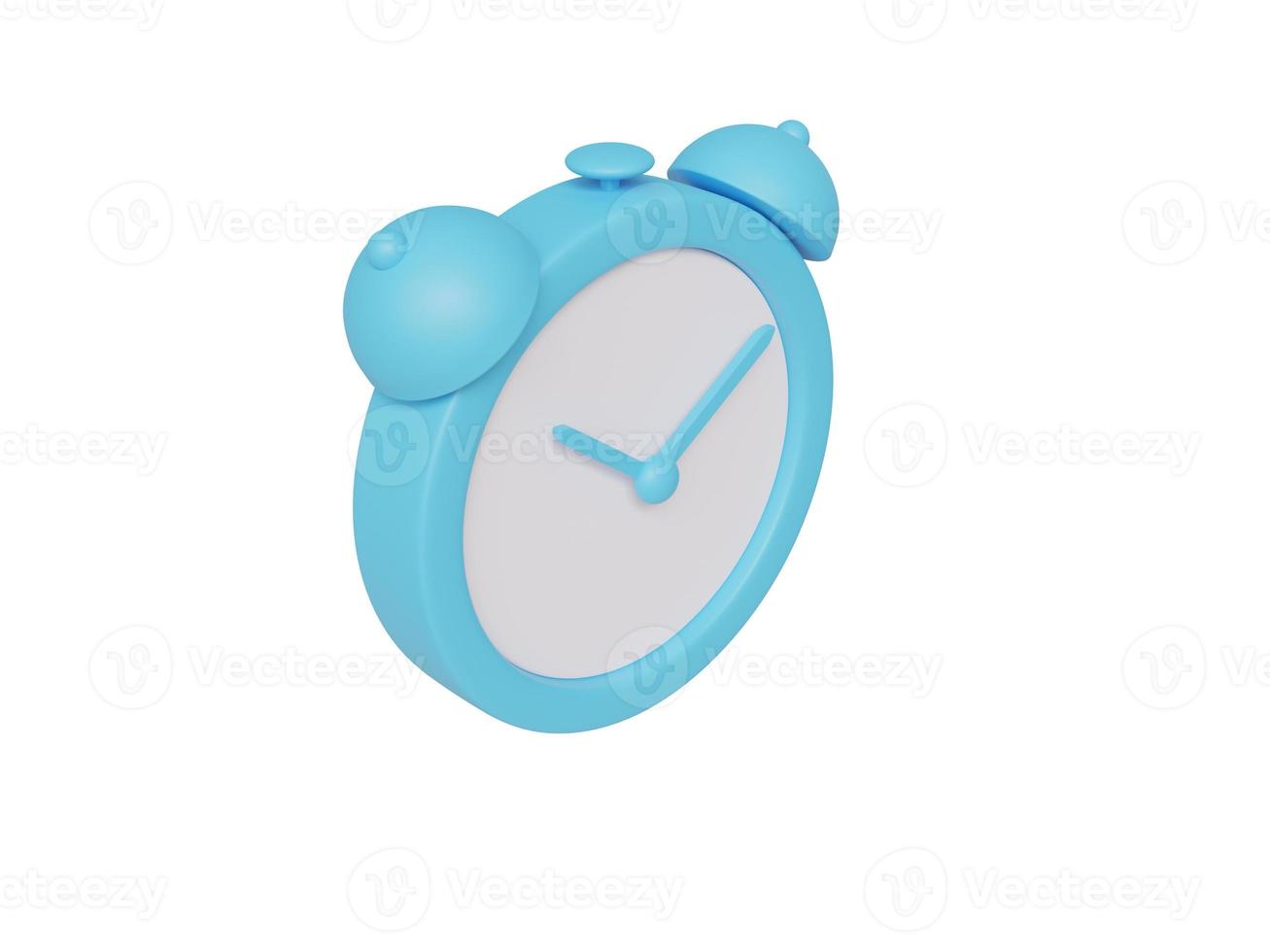 Blue cartoon alarm clock. 3d render. photo