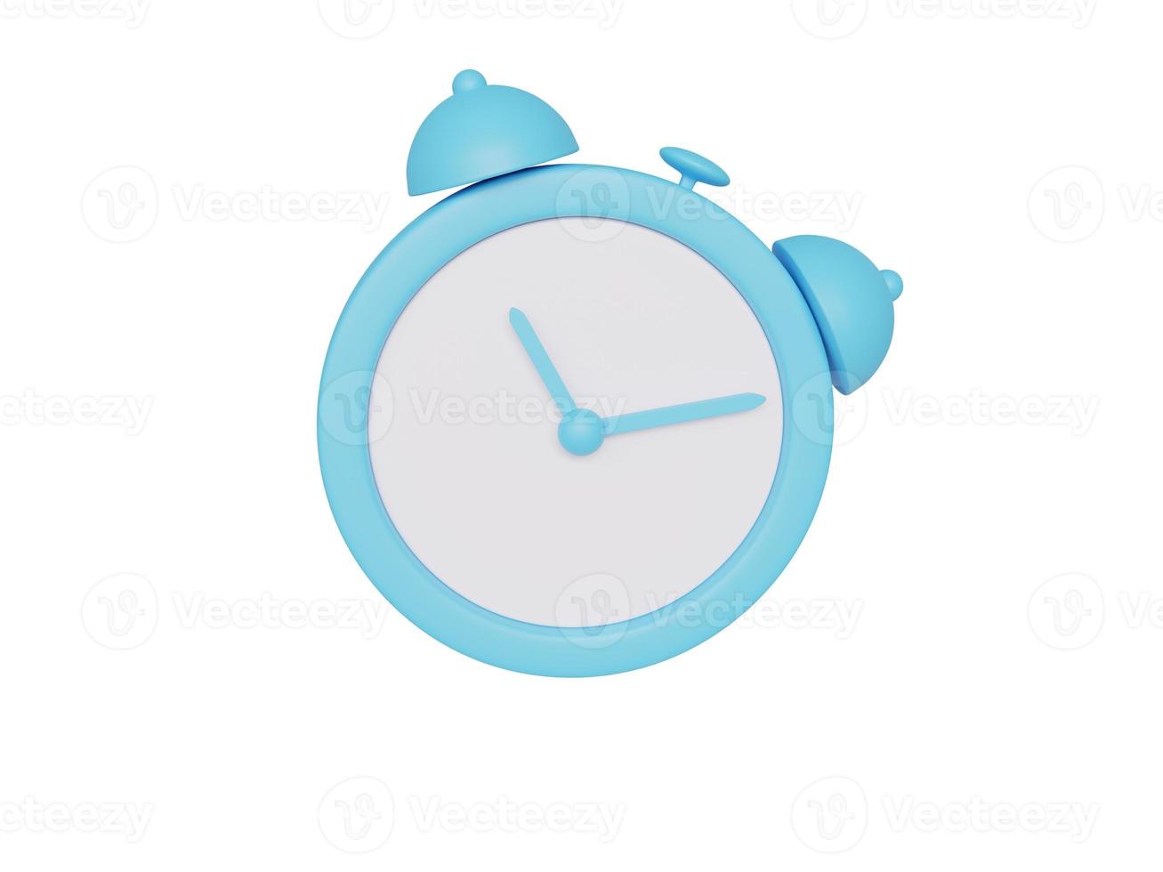 Blue cartoon alarm clock. 3d render. photo