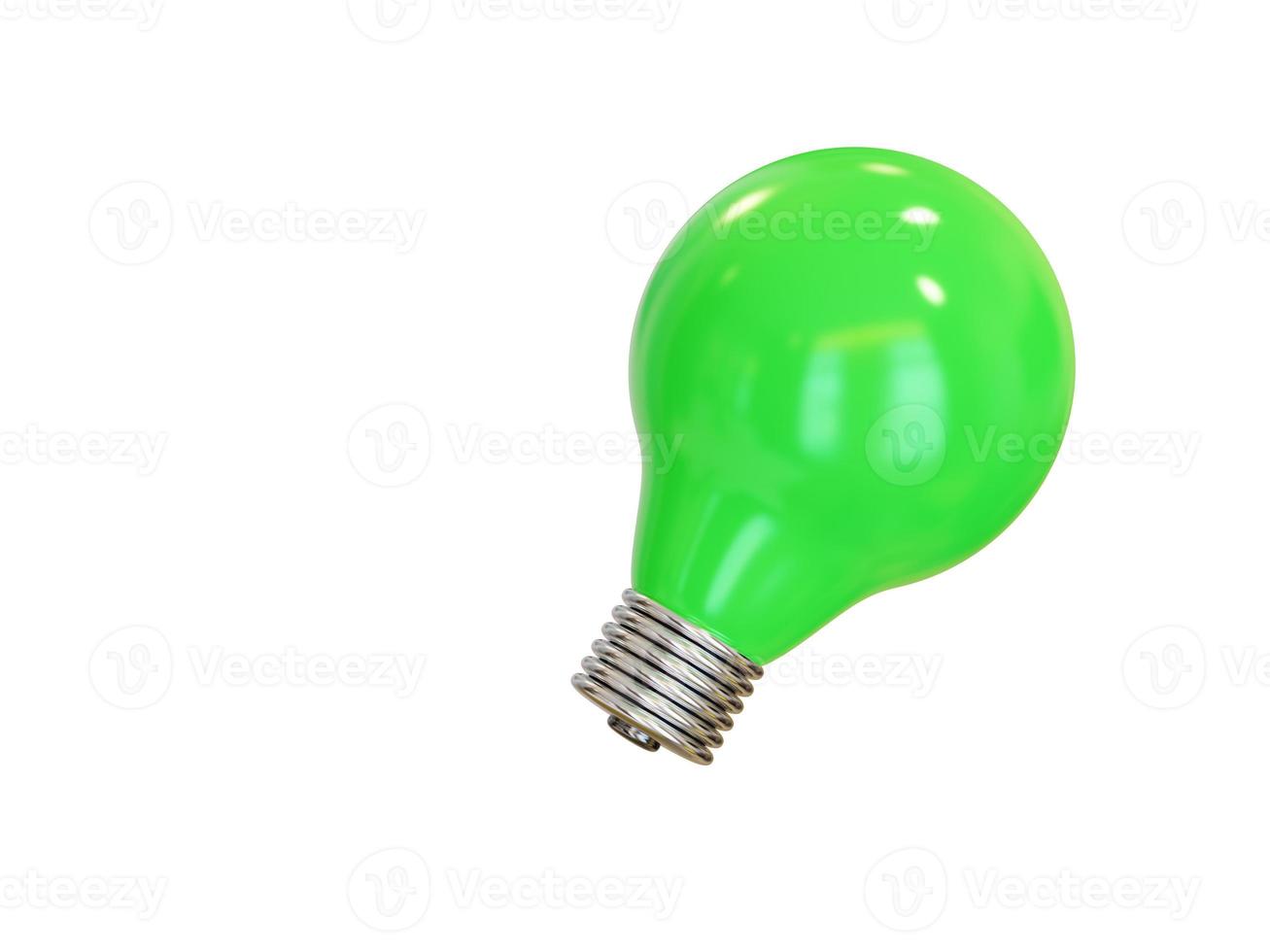 Green light bulb. 3d render photo