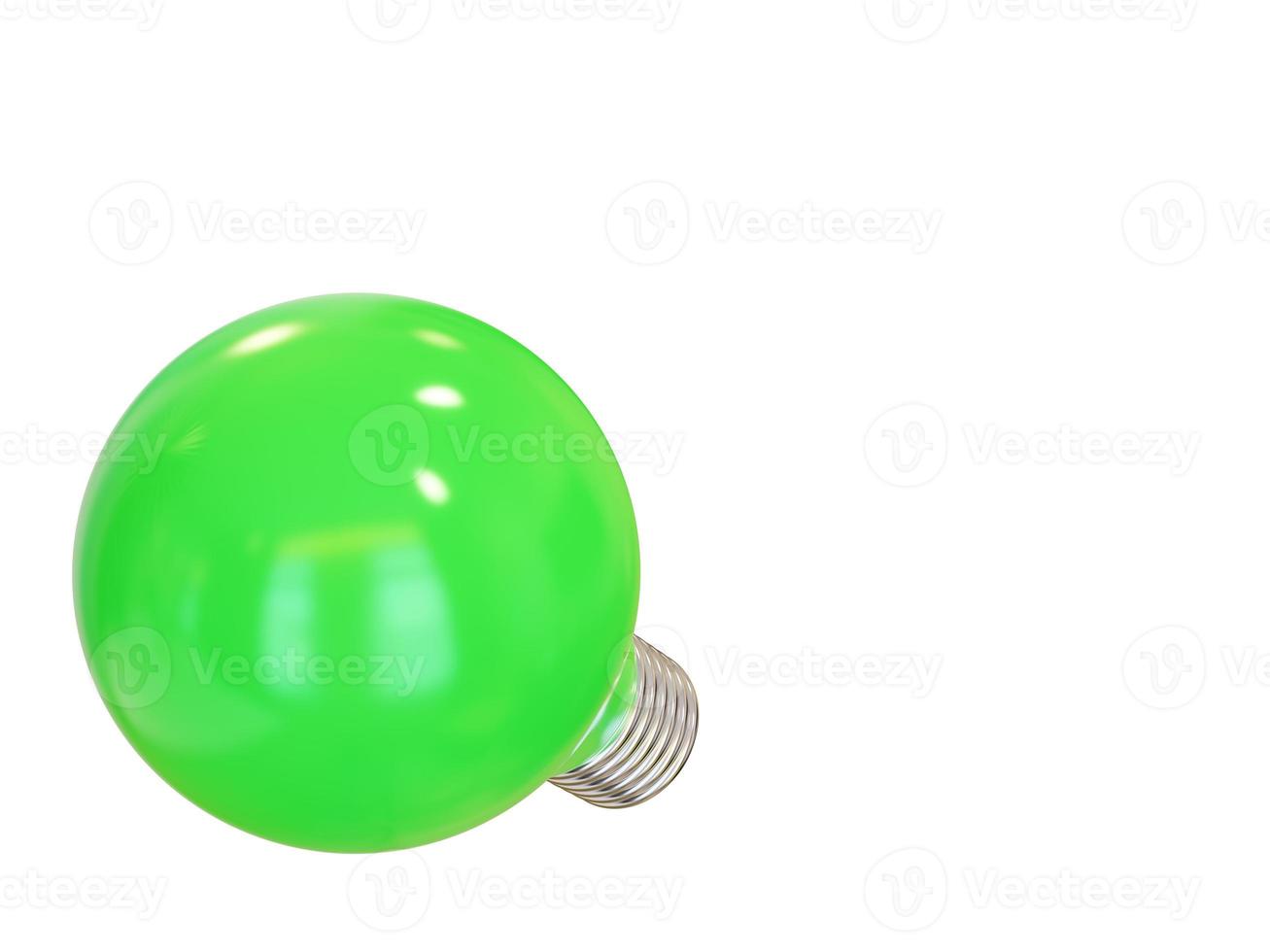 Green light bulb. 3d render photo