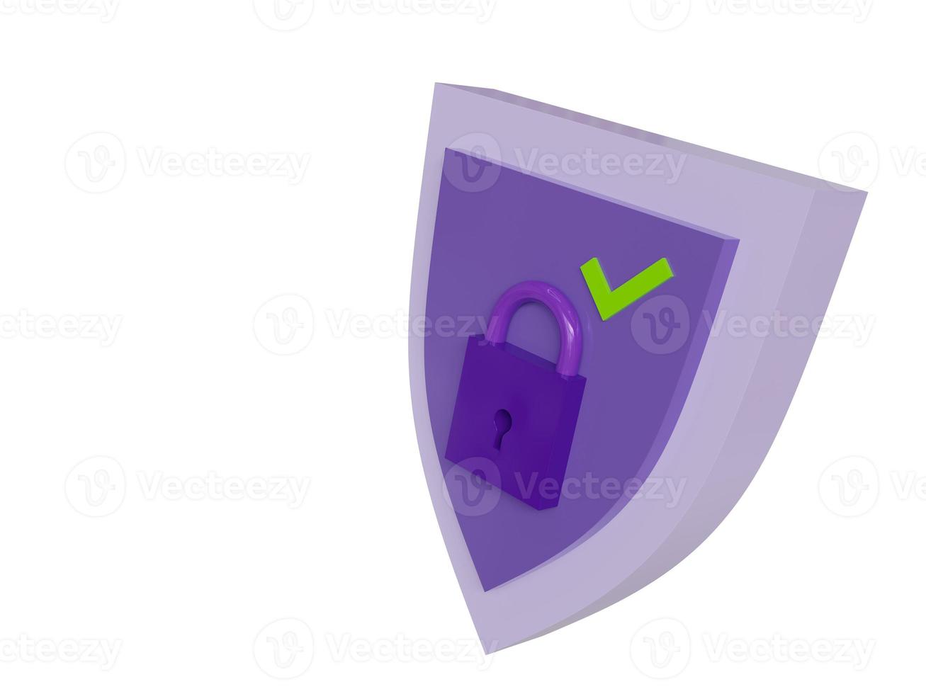 símbolo violeta de protección habilitada. procesamiento 3d foto