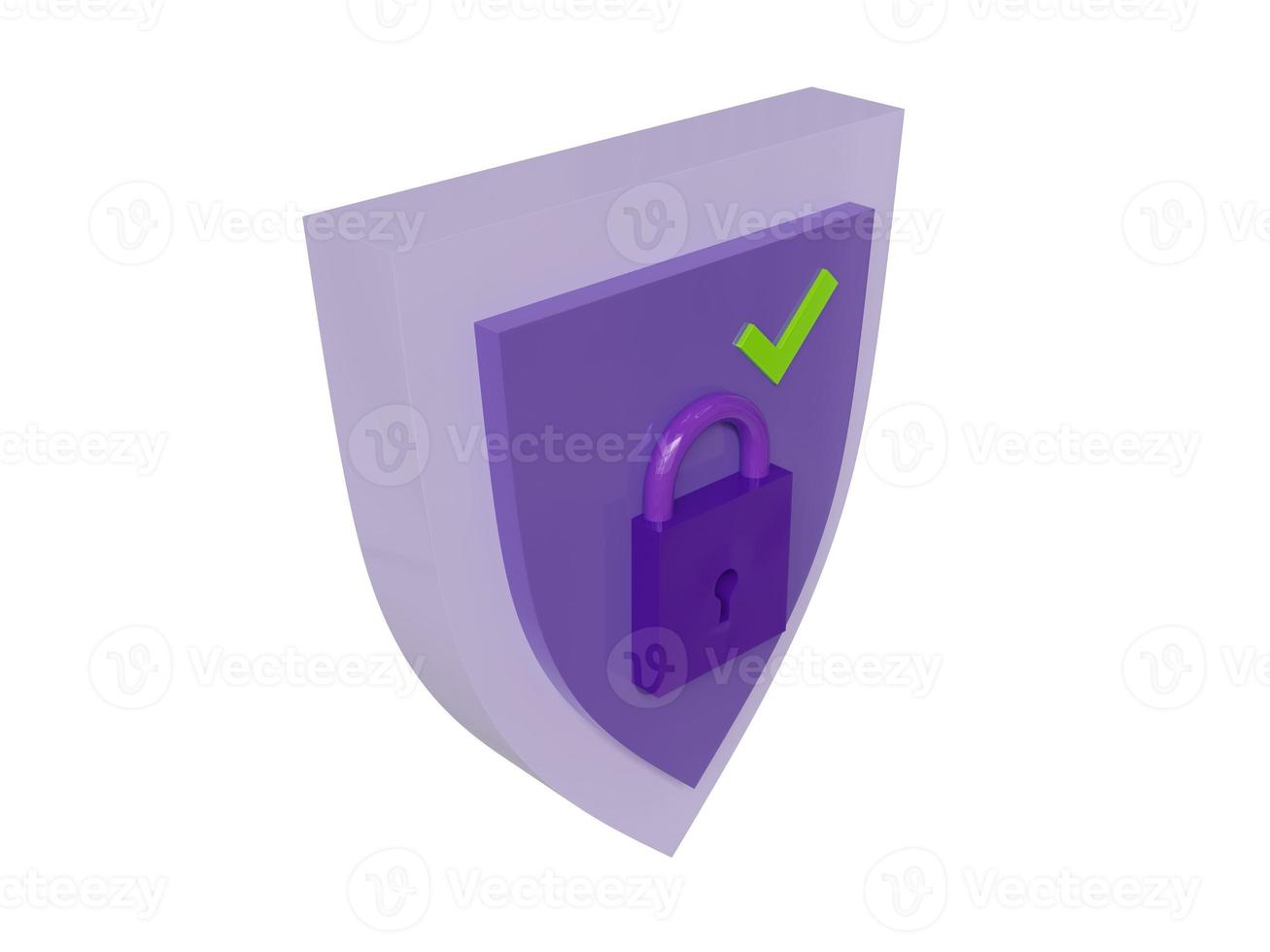 símbolo violeta de protección habilitada. procesamiento 3d foto