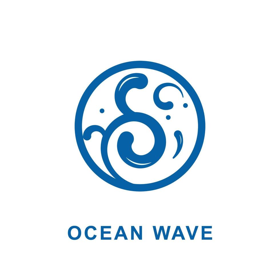 Waves and water Logo isolated round shape Logotype blue color Water splash illustration vector