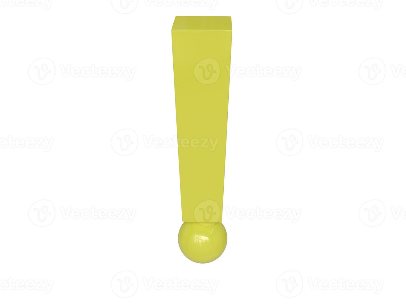 Yellow exclamation mark. 3d render. photo