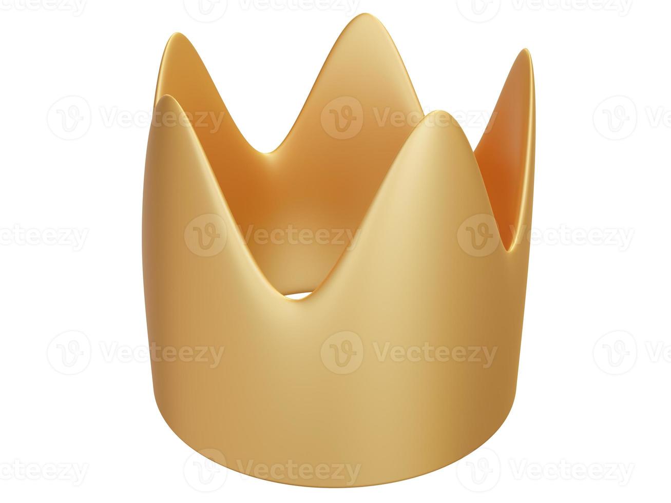 Golden cartoon crown. 3d render. photo