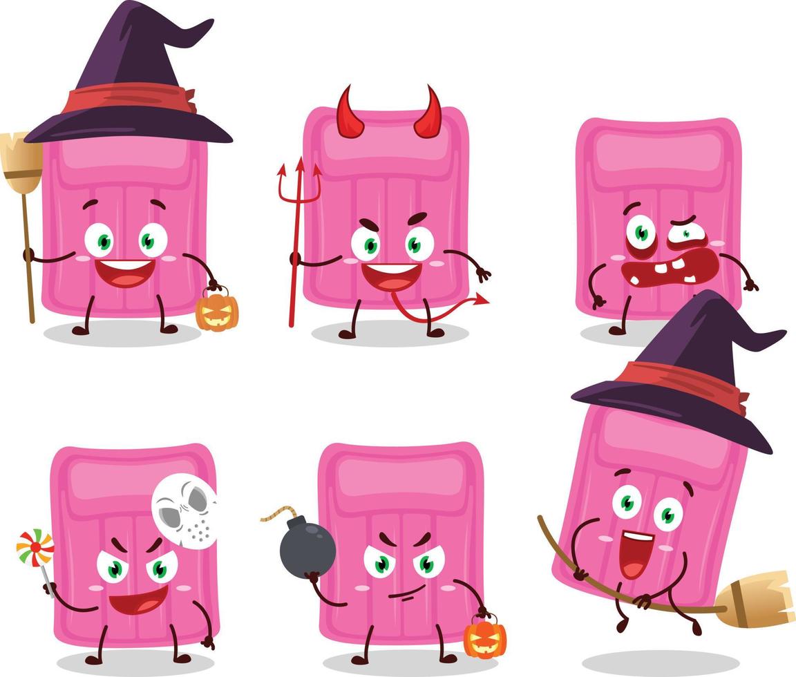 Halloween expression emoticons with cartoon character of air mattress vector