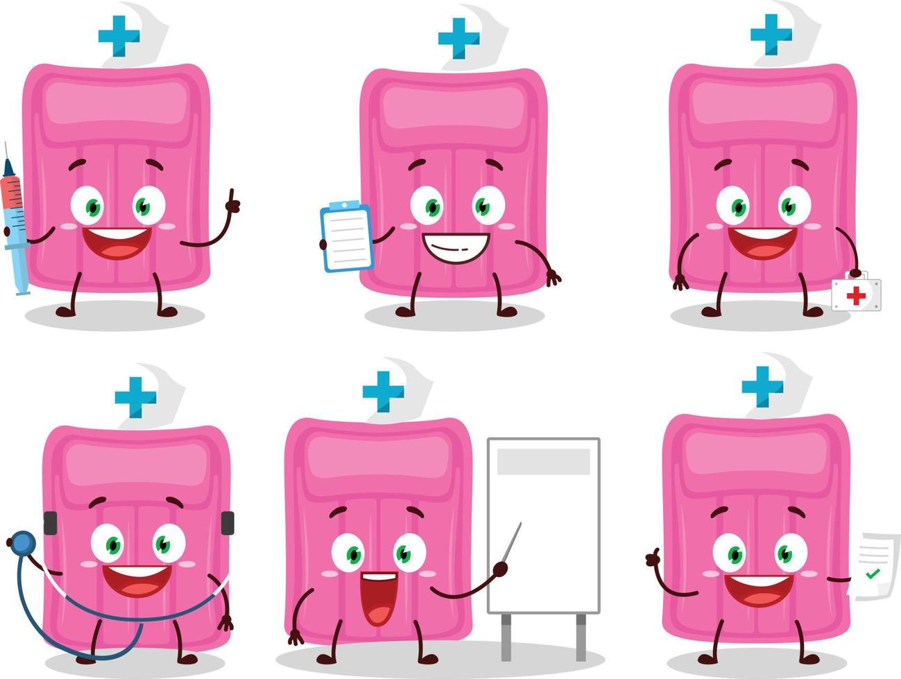 médico profesión emoticon con aire colchón dibujos animados personaje vector