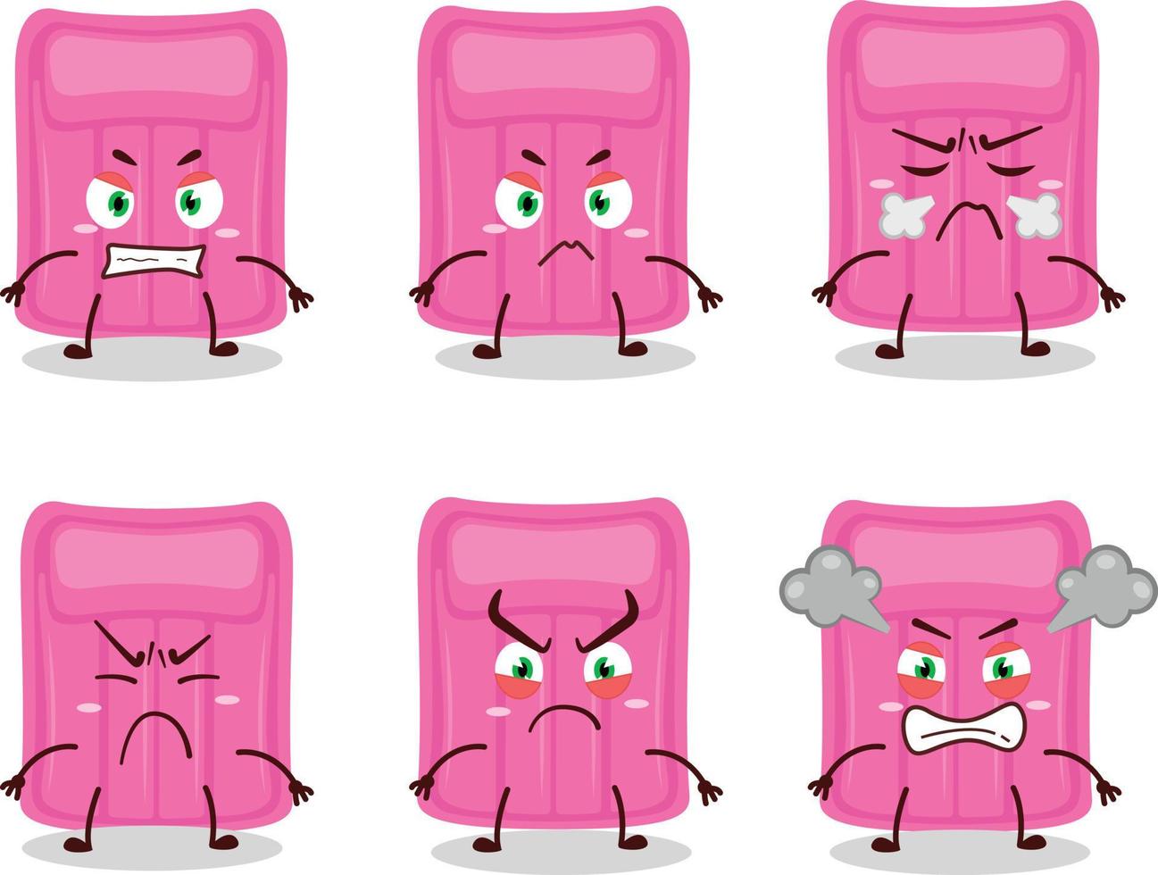 Air mattress cartoon character with various angry expressions vector