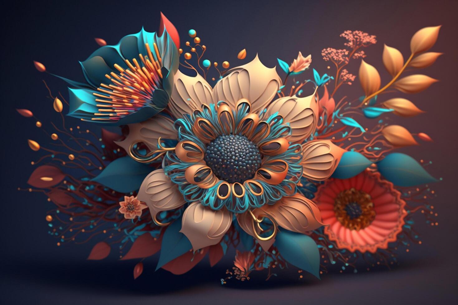 3d flower boho render photo
