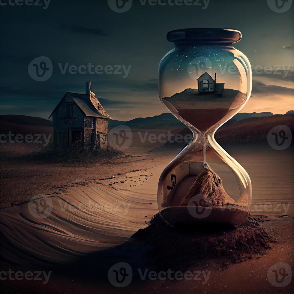 Sand clock. House. 22029290 Stock Photo at Vecteezy