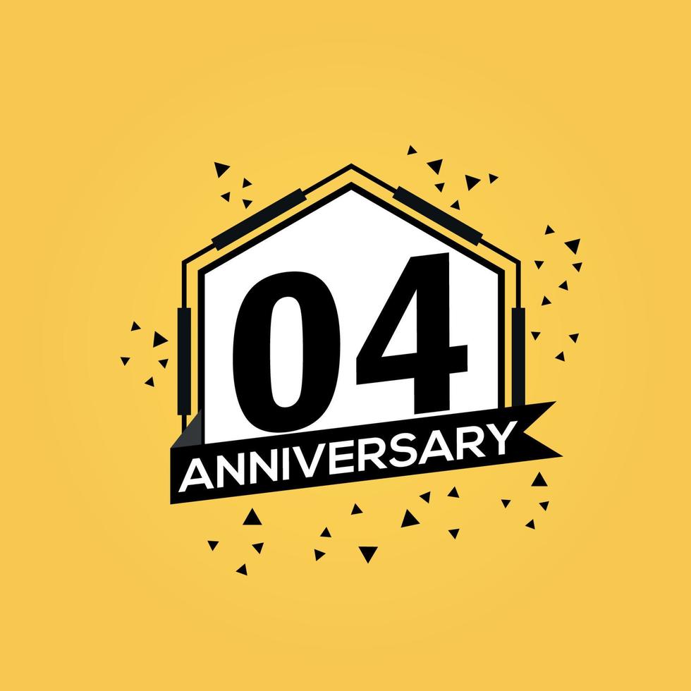 04 years anniversary logo vector design birthday celebration with geometric isolated design.