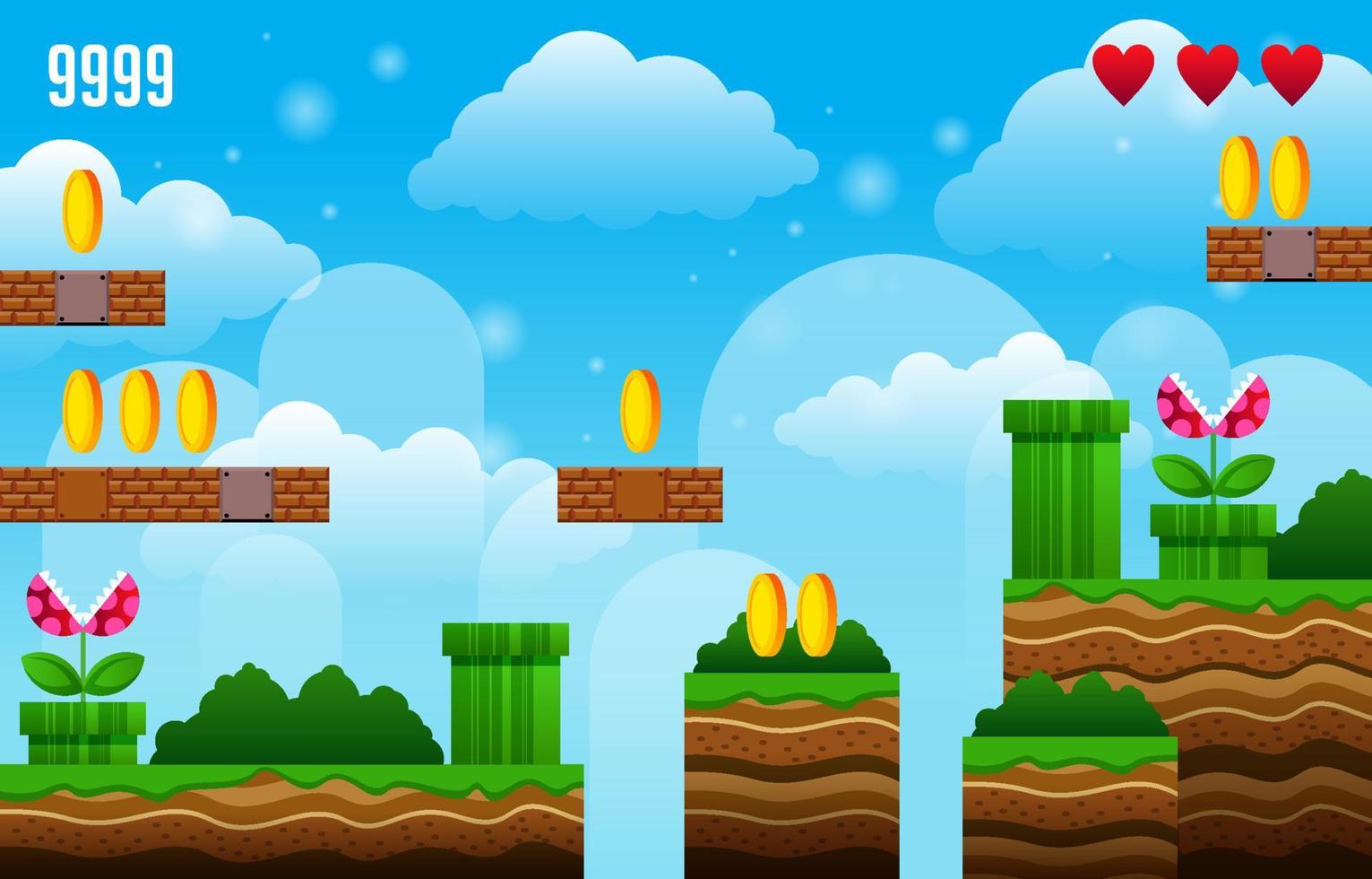 antecedentes de vídeo juego paisaje vector