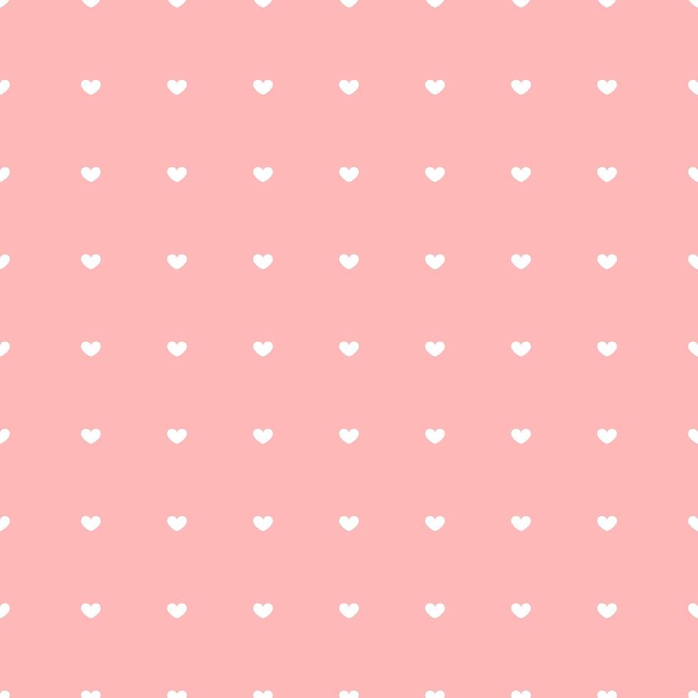 Pink background with cute white hearts polka dot seamless pattern. Valentine's day, love, card, print, tag, label, wallpaper, background, banner, etc. vector